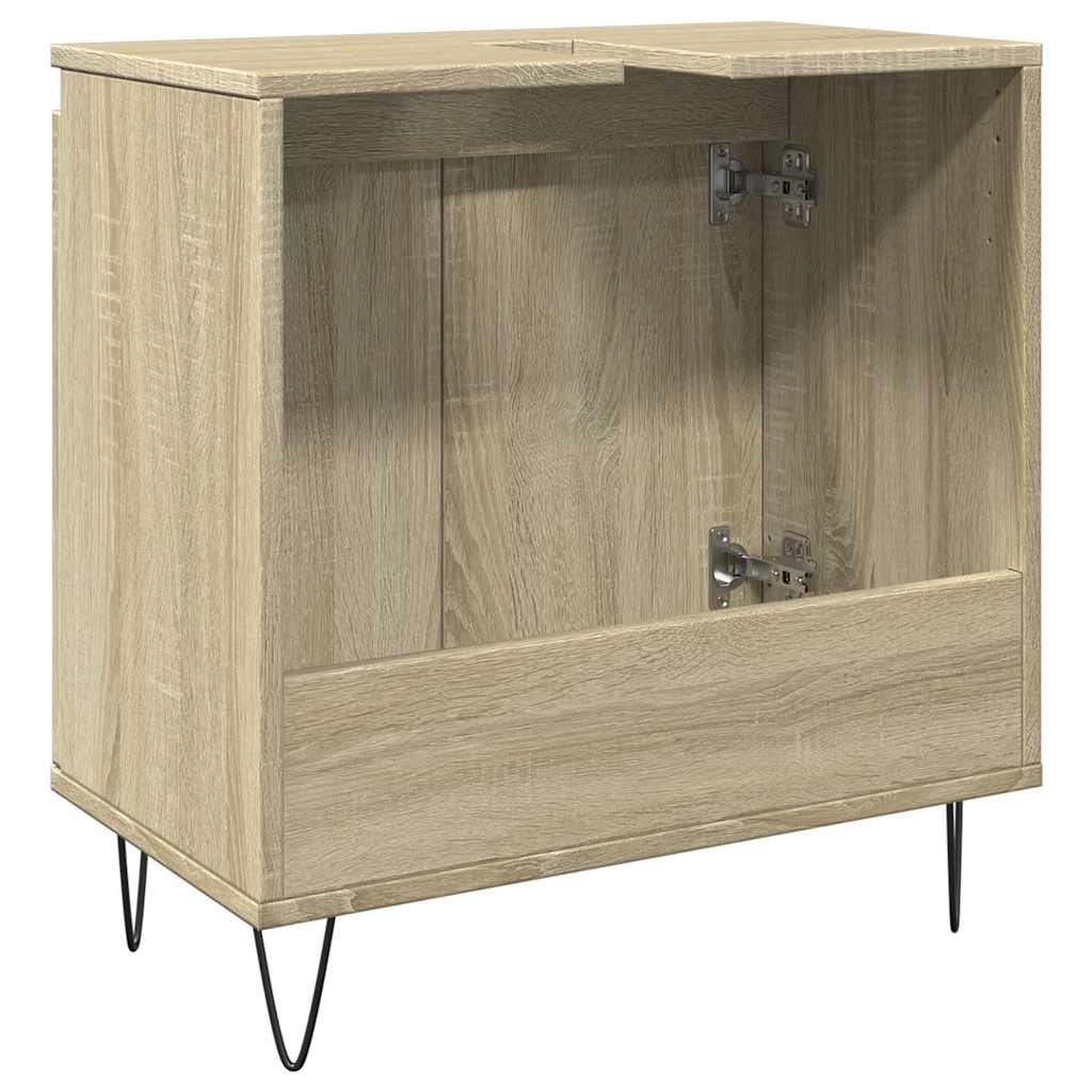 Badkamerkast 58x33x60 cm bewerkt hout sonoma eikenkleurig