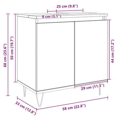 Badkamerkast 58x33x60 cm bewerkt hout sonoma eikenkleurig