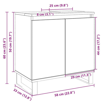 Badkamerkast 58x33x60 cm bewerkt hout sonoma eikenkleurig