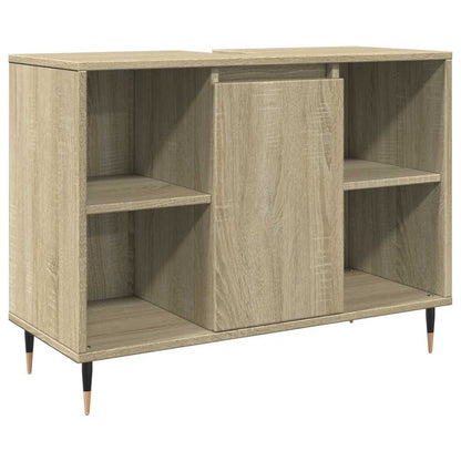 Badkamerkast 80x33x60 cm bewerkt hout sonoma eikenkleurig