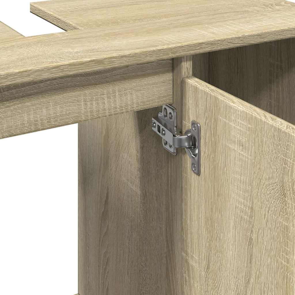 Badkamerkast 80x33x60 cm bewerkt hout sonoma eikenkleurig