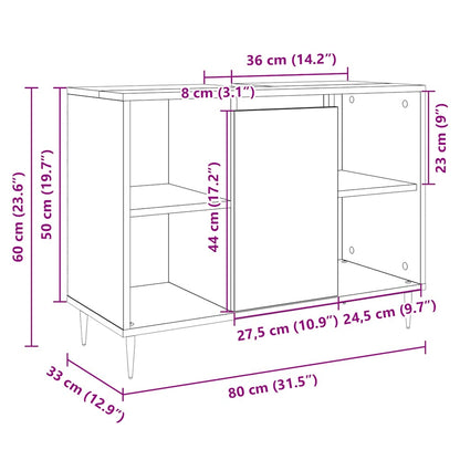 Badkamerkast 80x33x60 cm bewerkt hout sonoma eikenkleurig