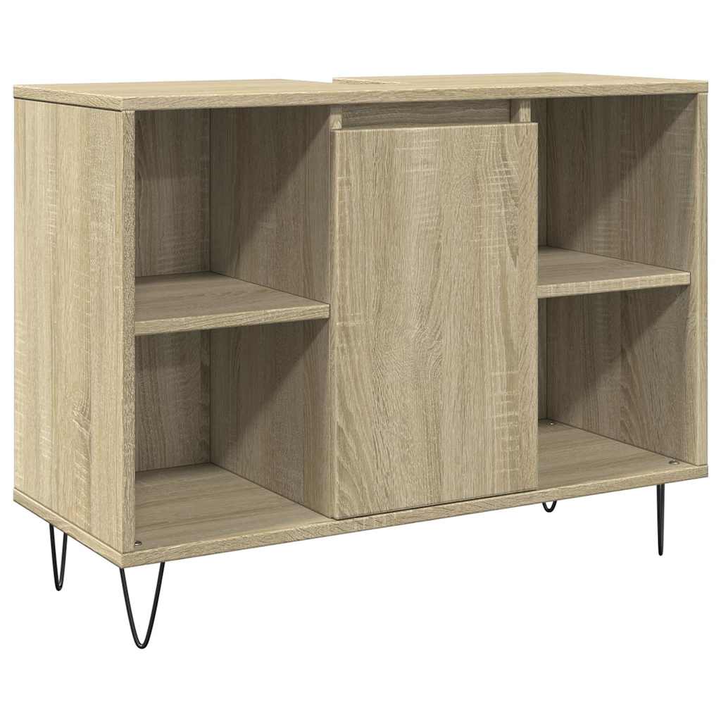 Badkamerkast 80x33x60 cm bewerkt hout sonoma eikenkleurig