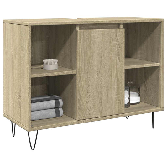 Badkamerkast 80x33x60 cm bewerkt hout sonoma eikenkleurig