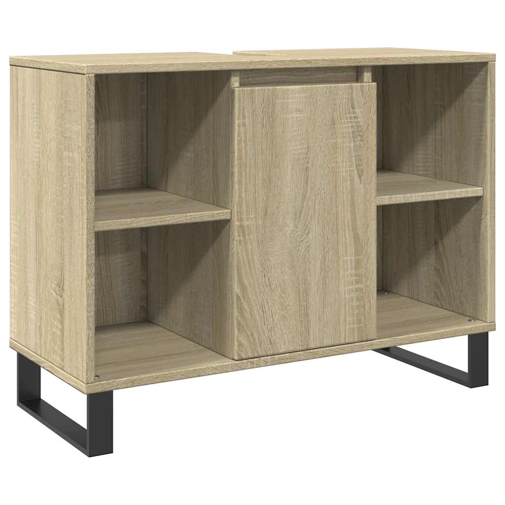 Badkamerkast 80x33x60 cm bewerkt hout sonoma eikenkleurig