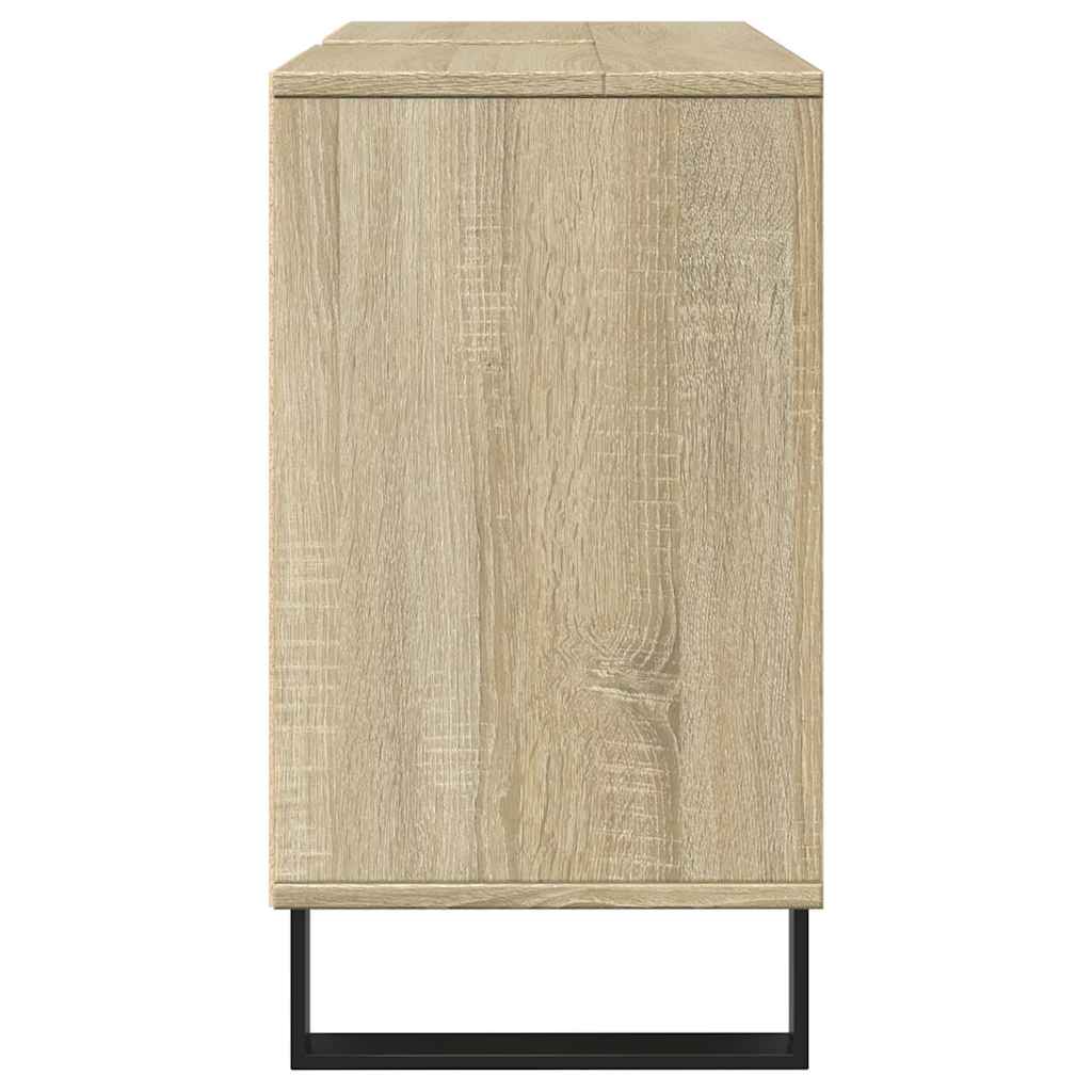 Badkamerkast 80x33x60 cm bewerkt hout sonoma eikenkleurig