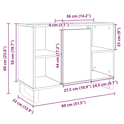 Badkamerkast 80x33x60 cm bewerkt hout sonoma eikenkleurig