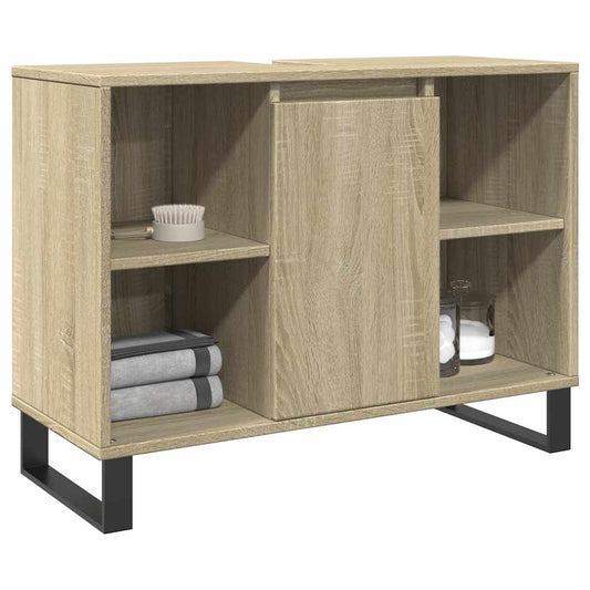 Badkamerkast 80x33x60 cm bewerkt hout sonoma eikenkleurig