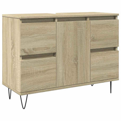 Badkamerkast 80x33x60 cm bewerkt hout sonoma eikenkleurig