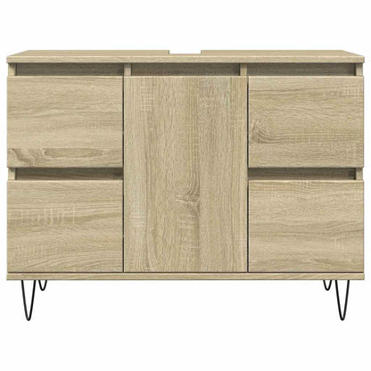 Badkamerkast 80x33x60 cm bewerkt hout sonoma eikenkleurig