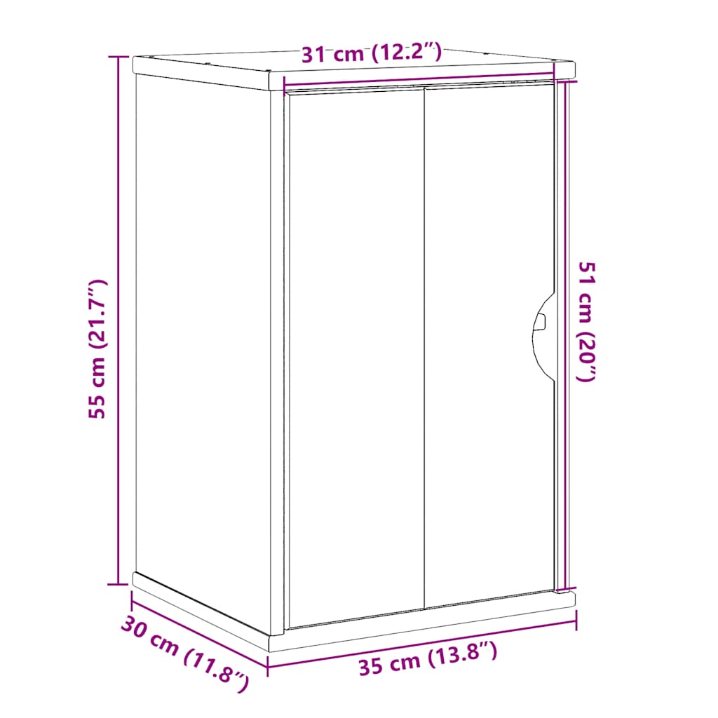 Badkamerwandkast OTTA 35x30x55 cm massief grenenhout