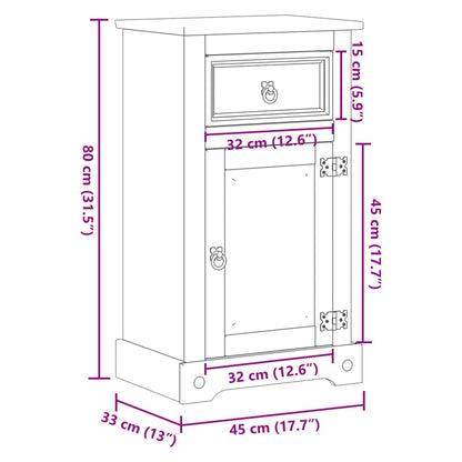 Badkamerkast Corona 45x33x80 cm massief grenenhout