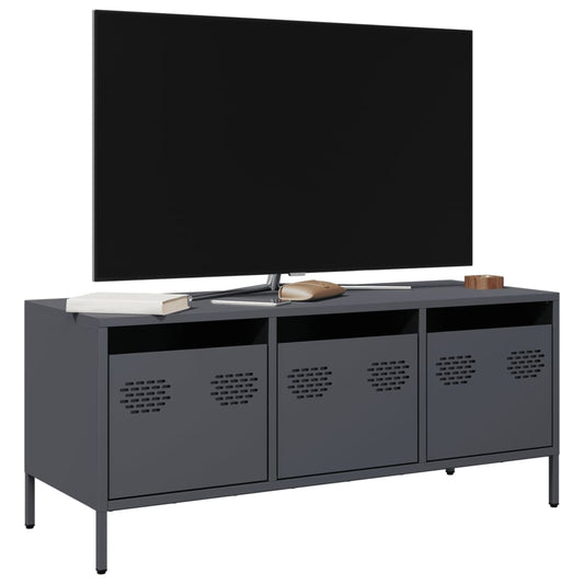 Tv-meubel 101,5x39x43,5 cm koudgewalst staal antracietkleurig