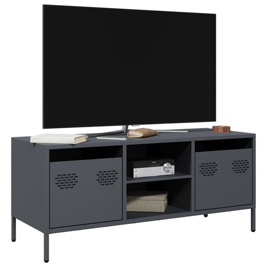 Tv-meubel 101,5x39x43,5 cm koudgewalst staal antracietkleurig