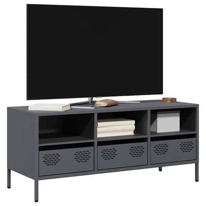 Tv-meubel 101,5x39x43,5 cm koudgewalst staal antracietkleurig