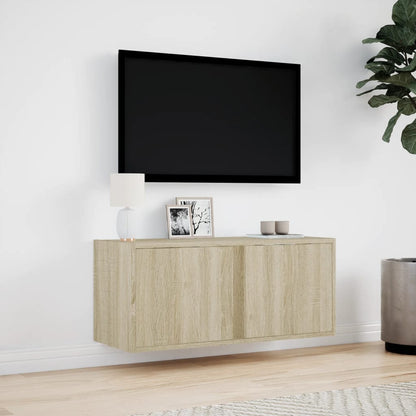 Tv-wandmeubel met LED-verlichting 80x31x35 cm sonoma eikenkleur