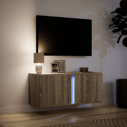 Tv-wandmeubel met LED-verlichting 80x31x35 cm sonoma eikenkleur