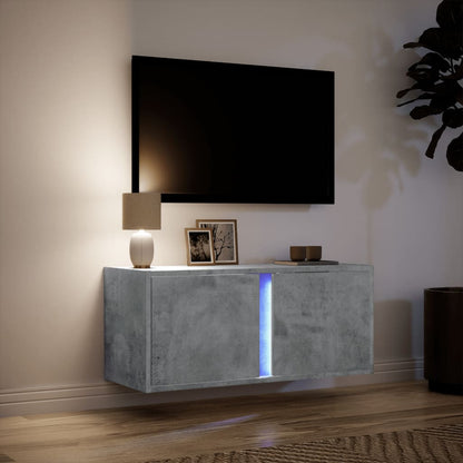 Tv-wandmeubel met LED-verlichting 80x31x35 cm betongrijs