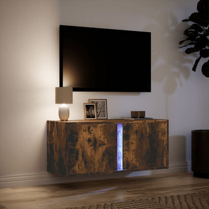 Tv-wandmeubel met LED-verlichting 80x31x35 cm gerookt eiken