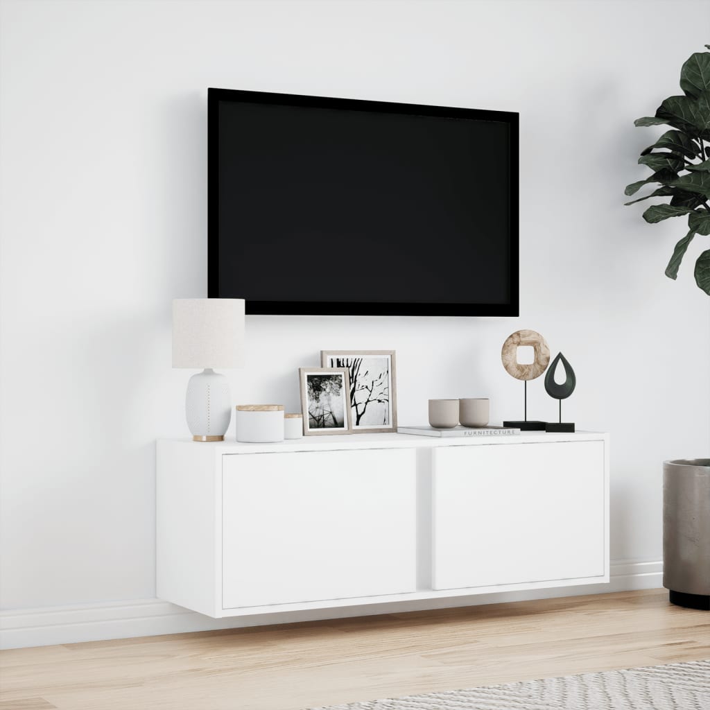 Tv-wandmeubel met LED-verlichting 100x31x35 cm wit