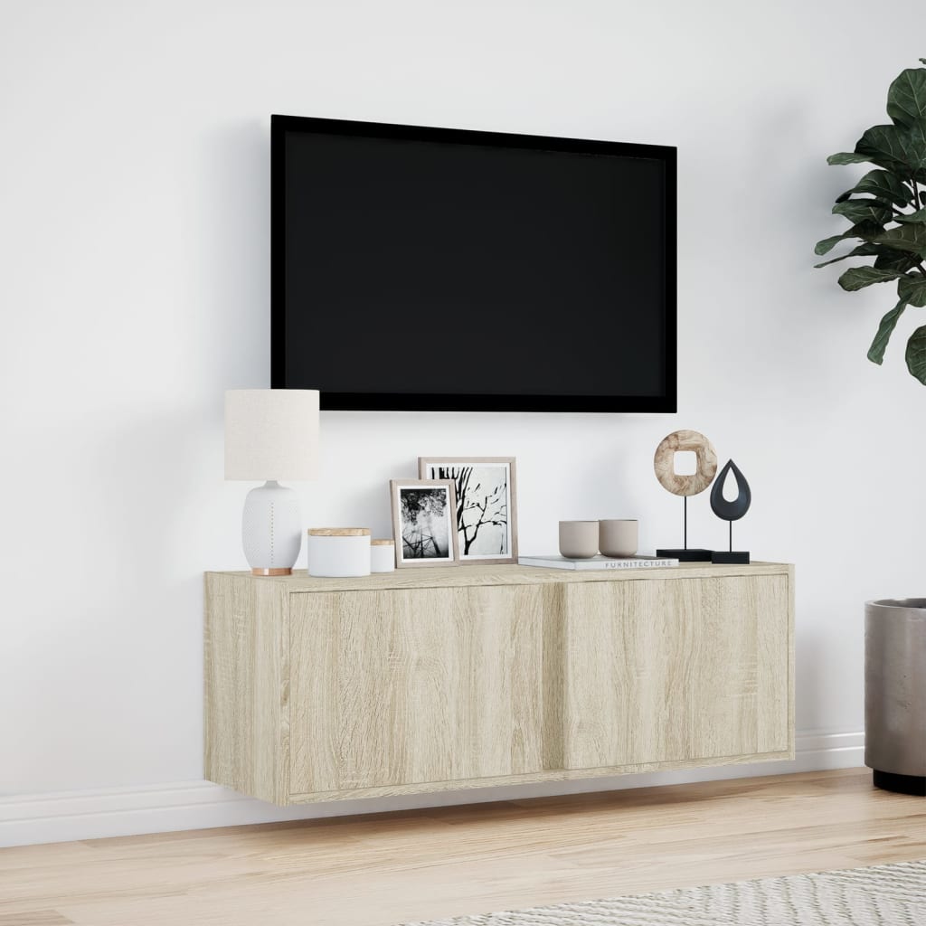 Tv-wandmeubel met LED-verlichting 100x31x35 cm sonoma eiken