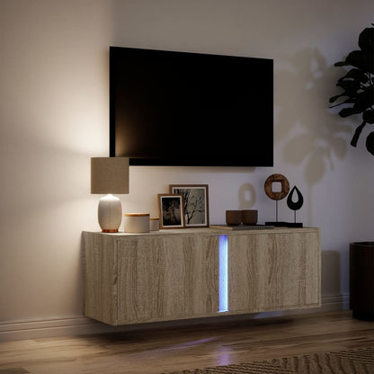 Tv-wandmeubel met LED-verlichting 100x31x35 cm sonoma eiken