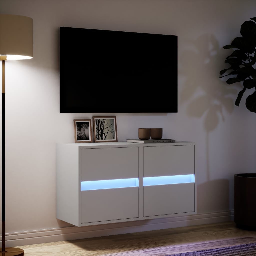 Tv-wandmeubels 2 st met LED-verlichting 41x31x45 cm wit