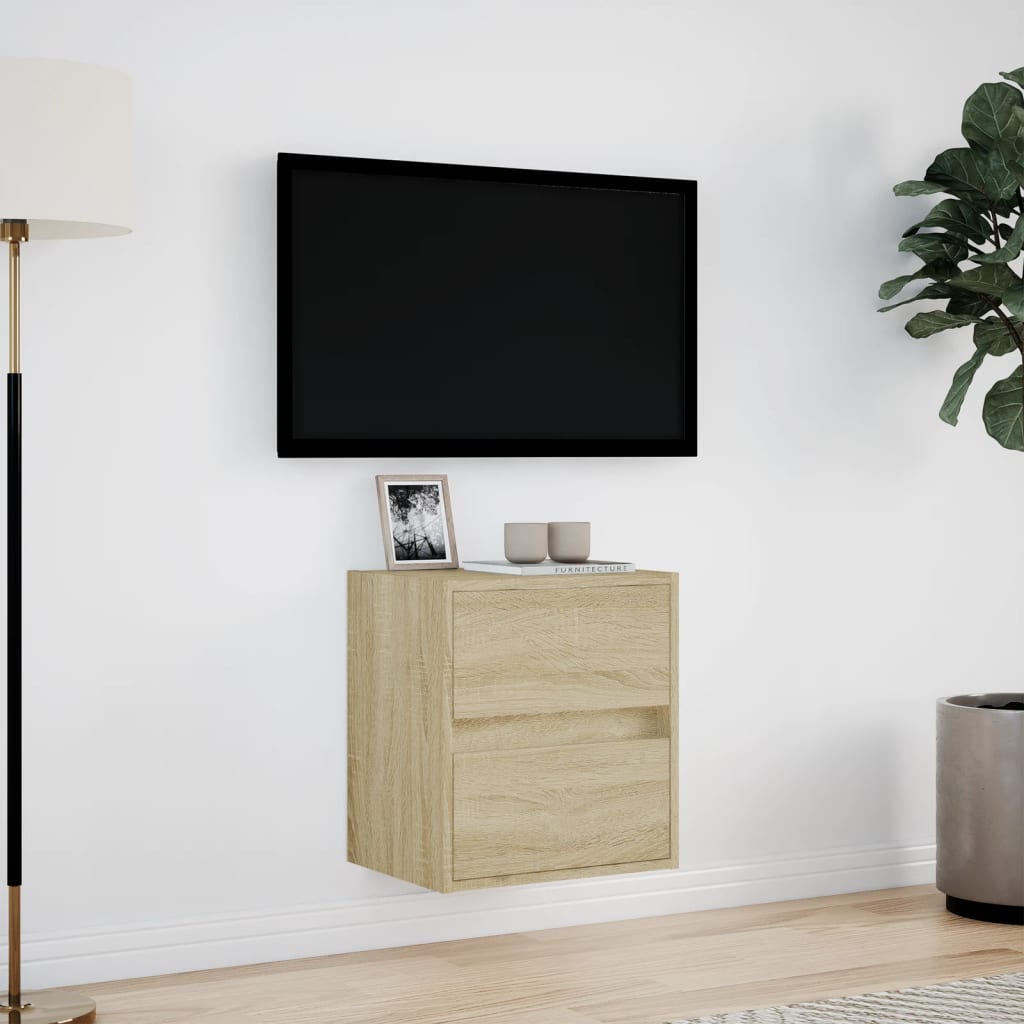 Tv-wandmeubel met LED-verlichting 41x31x45 cm sonoma eikenkleur