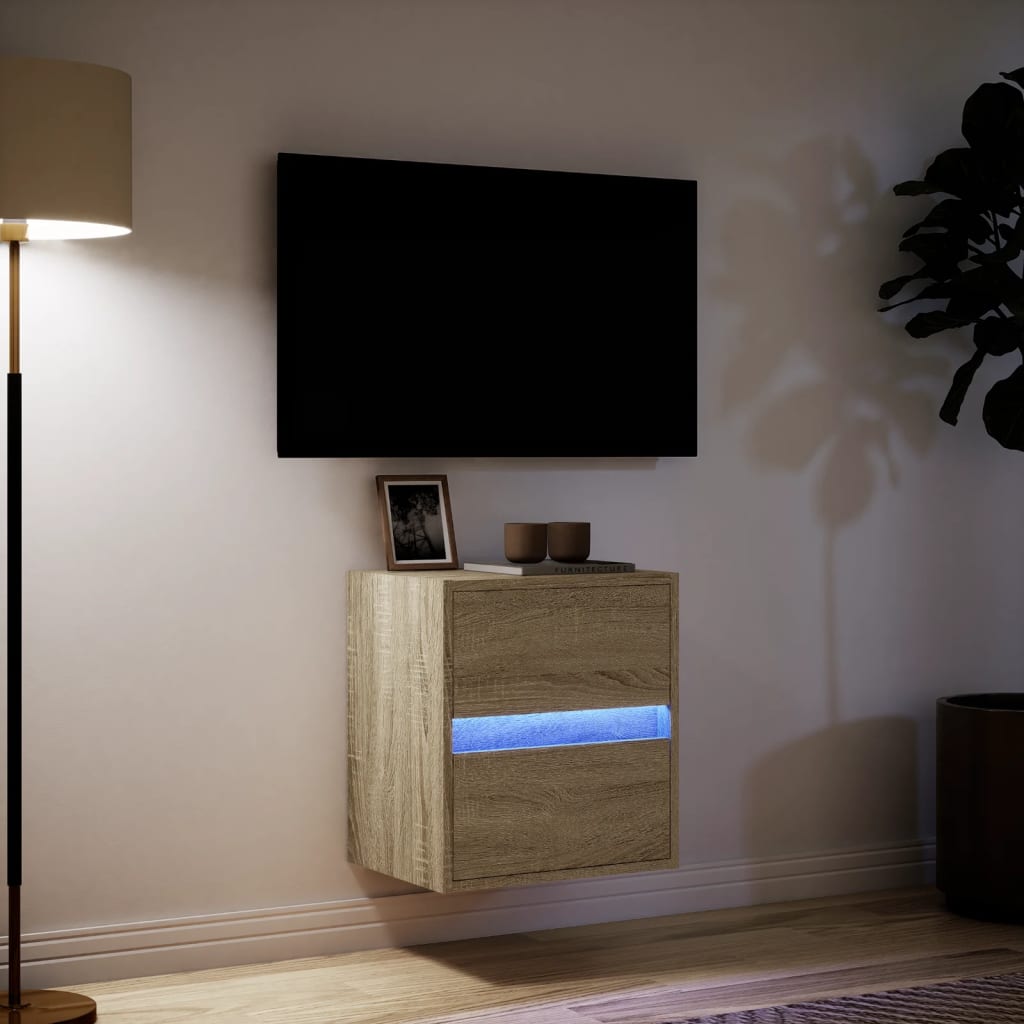 Tv-wandmeubel met LED-verlichting 41x31x45 cm sonoma eikenkleur