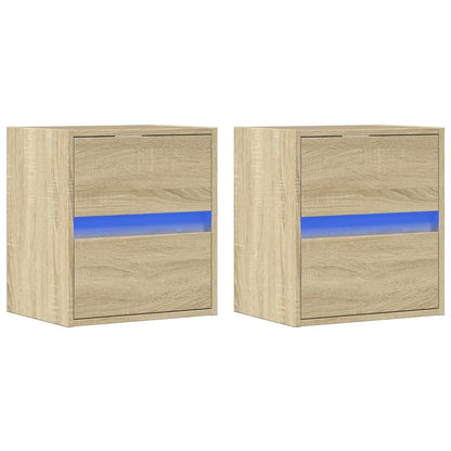 Tv-wandmeubels met LED 2 st 41x31x45 cm sonoma eikenkleurig