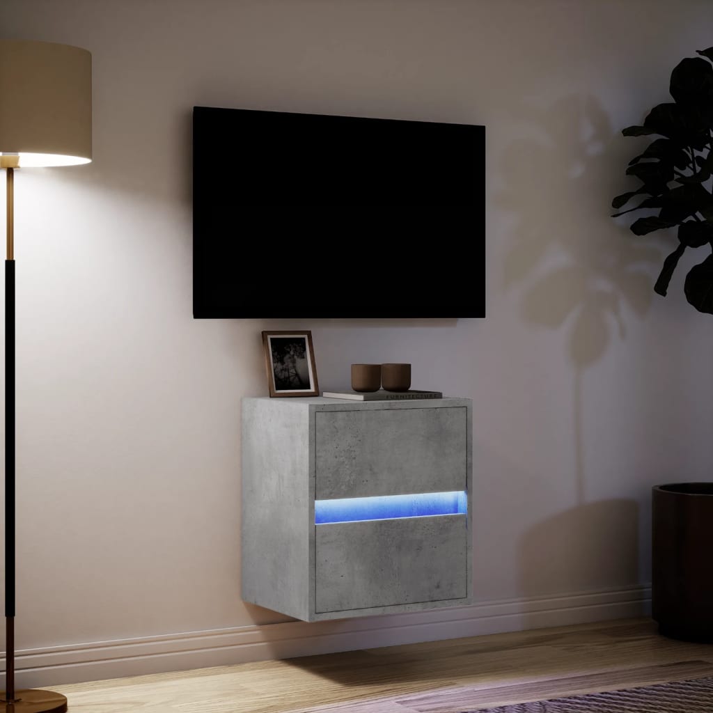 Tv-wandmeubel met LED-verlichting 41x31x45 cm betongrijs