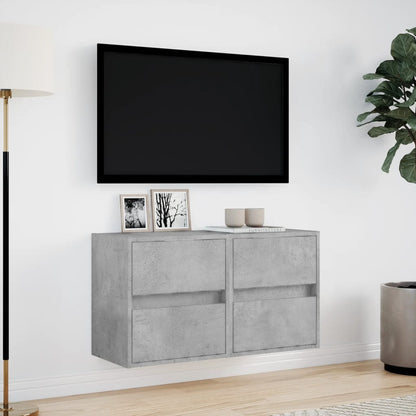 Tv-wandmeubels met LED-verlichting 2 st 41x31x45 cm betongrijs