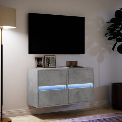 Tv-wandmeubels met LED-verlichting 2 st 41x31x45 cm betongrijs