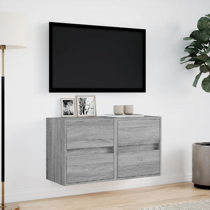 Tv-wandmeubels met LED 2 st 41x31x45 cm grijs sonoma eikenkleur