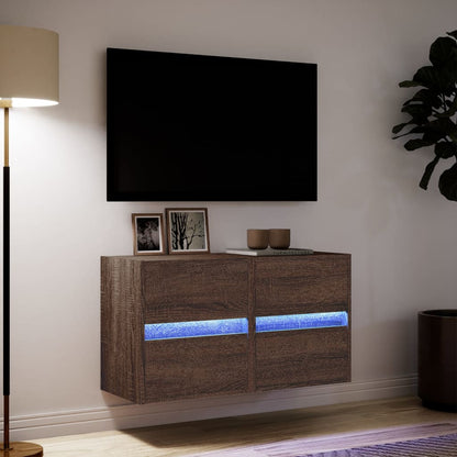 Tv-wandmeubels met LED 2 st 41x31x45 cm bruin eikenkleurig