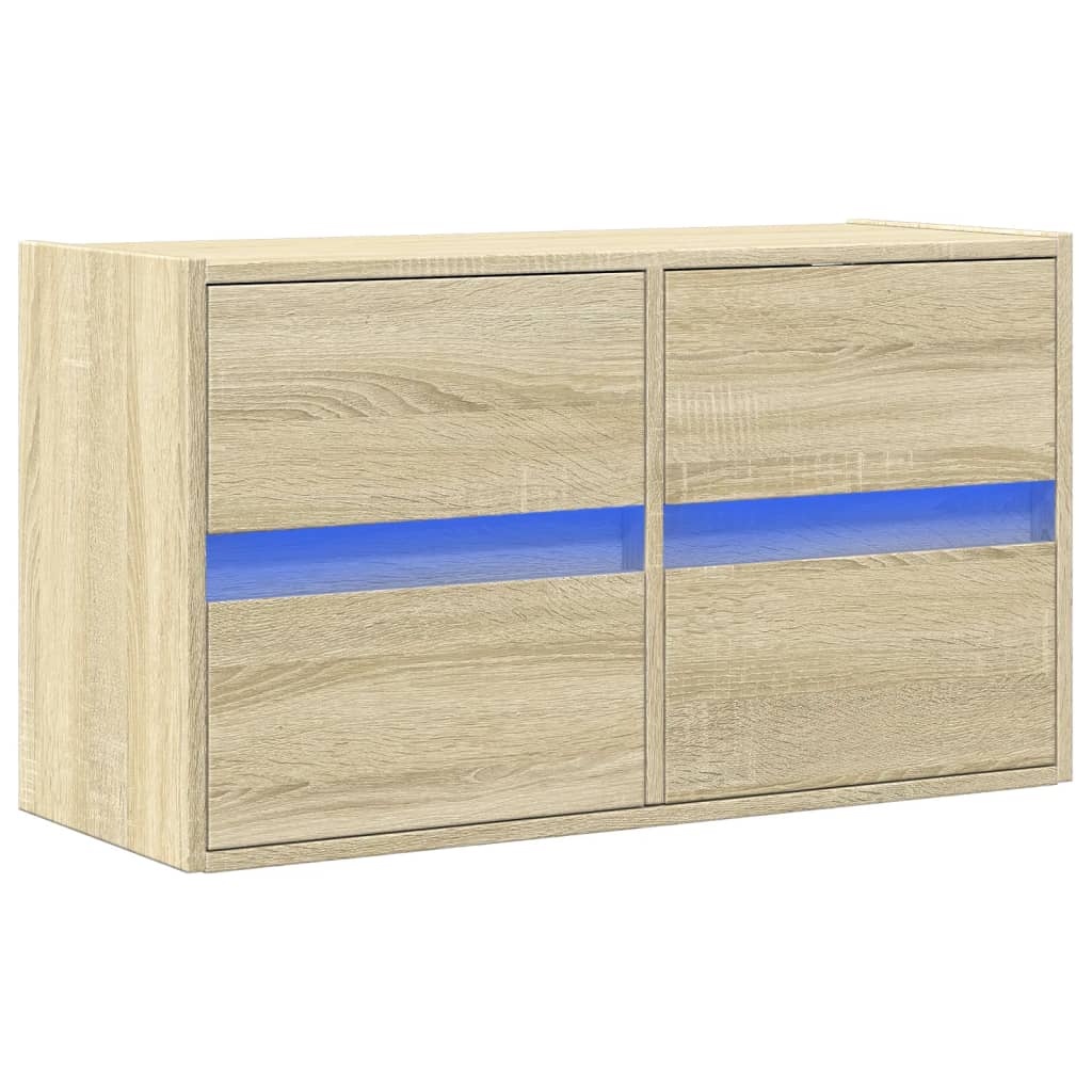 Tv-wandmeubel met LED-verlichting 80x31x45 cm sonoma eikenkleur