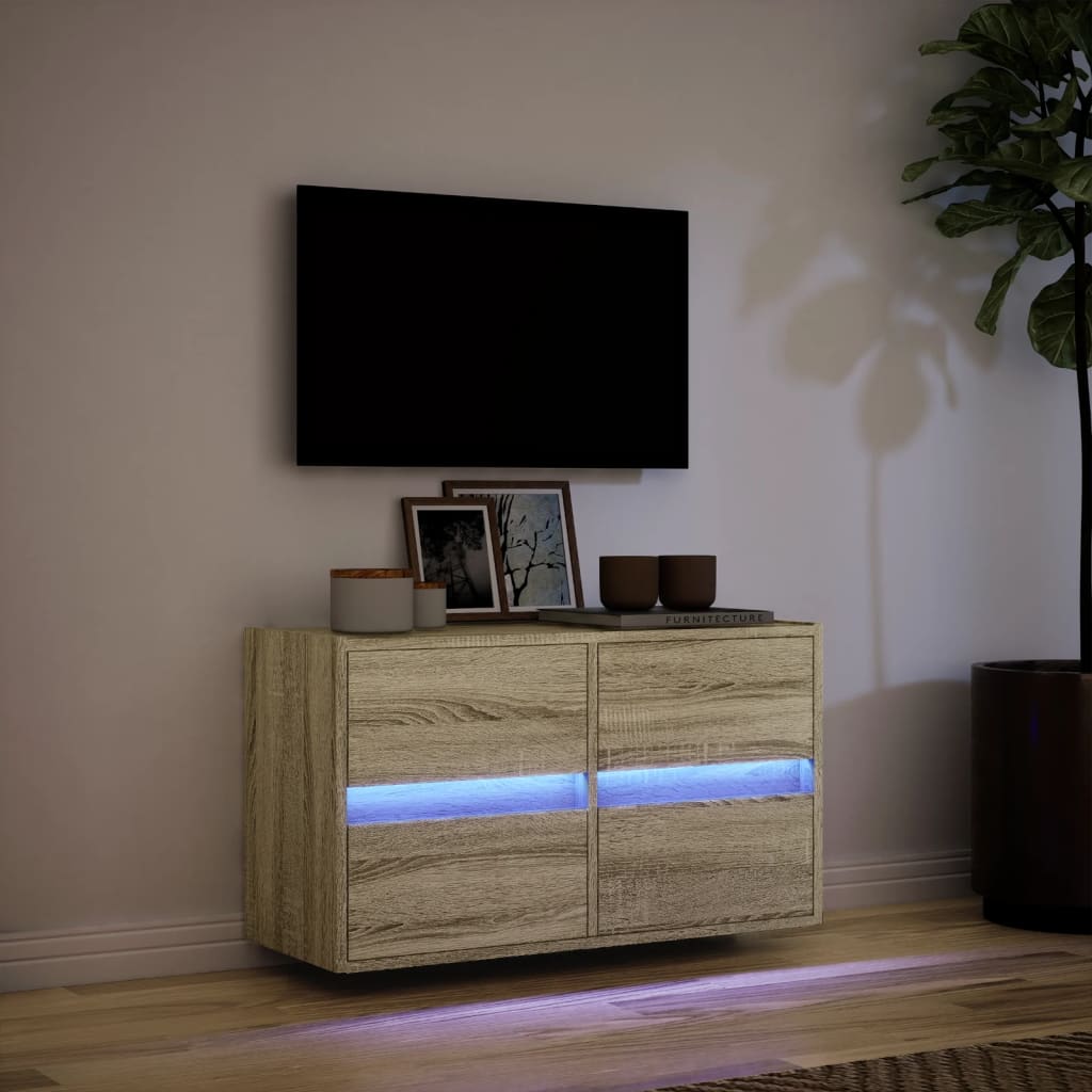 Tv-wandmeubel met LED-verlichting 80x31x45 cm sonoma eikenkleur