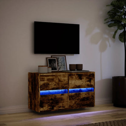 Tv-wandmeubel met LED-verlichting 80x31x45 cm gerookt eiken