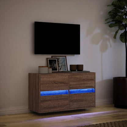 Tv-wandmeubel met LED-verlichting 80x31x45 cm bruin eikenkleur