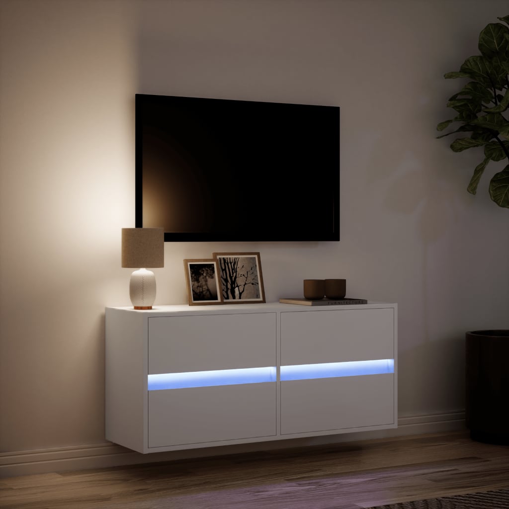 Tv-wandmeubel met LED-verlichting 100x31x45 cm wit