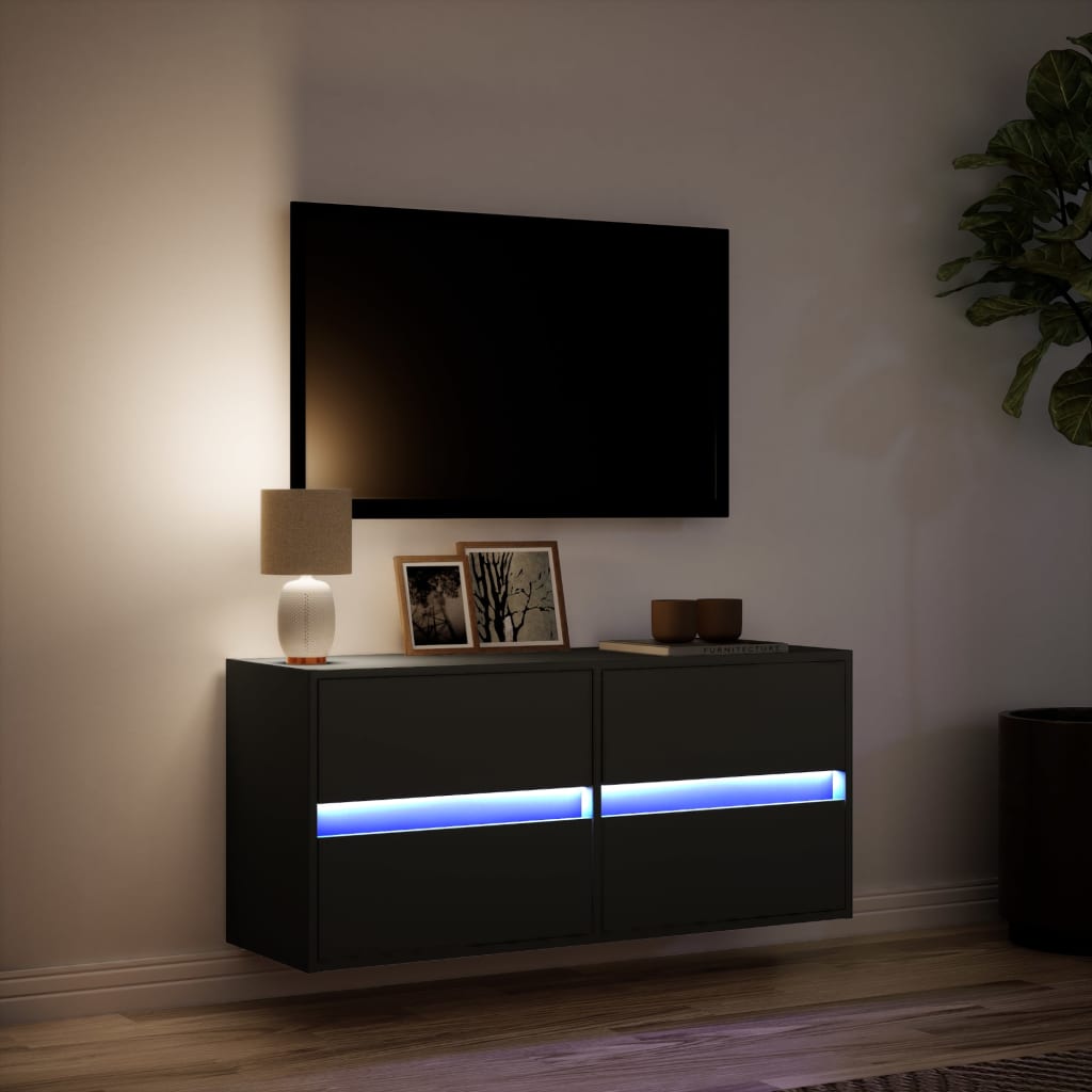 Tv-wandmeubel met LED-verlichting 100x31x45 cm zwart