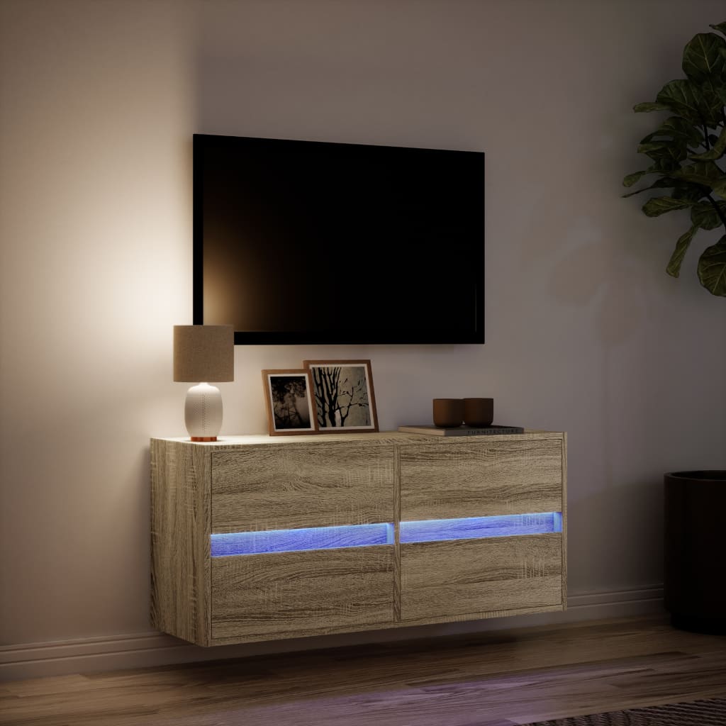 Tv-wandmeubel met LED-verlichting 100x31x45 cm sonoma eiken