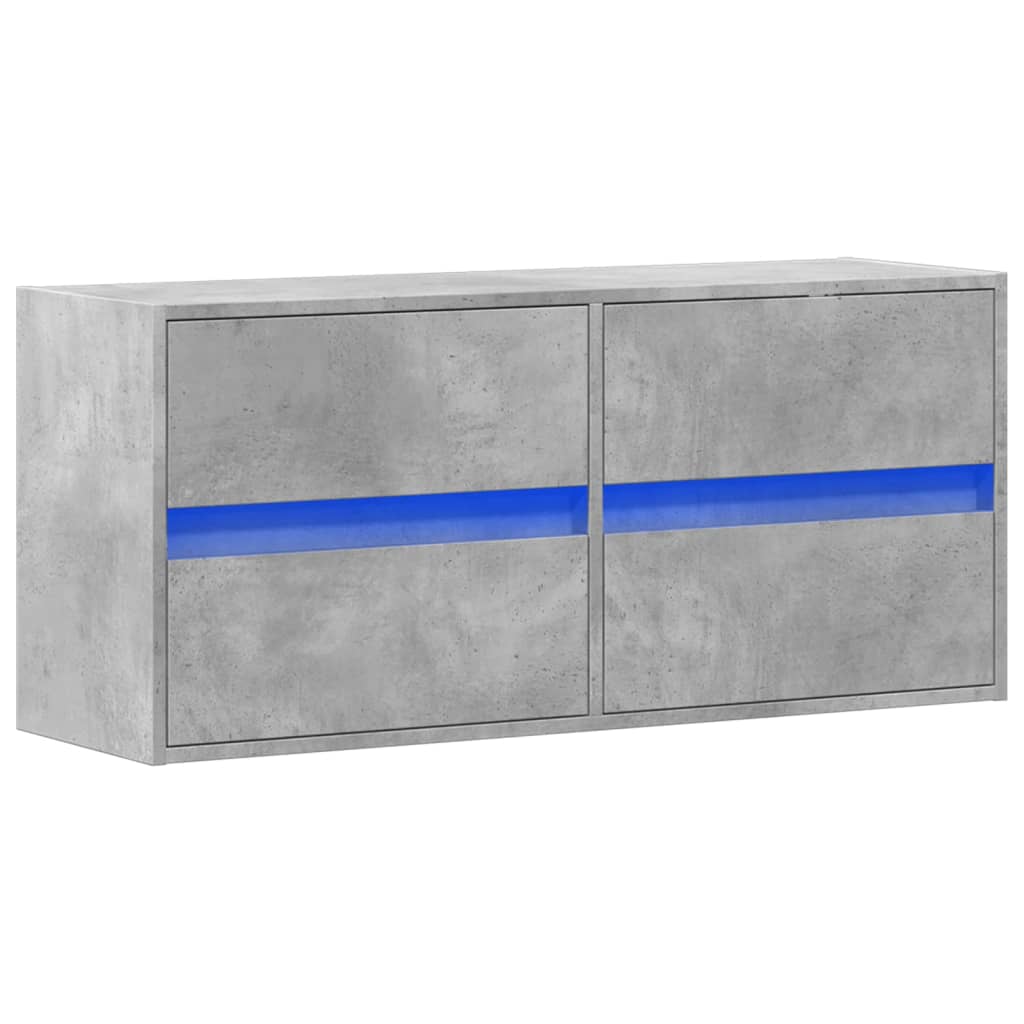 Tv-wandmeubel met LED-verlichting 100x31x45 cm betongrijs