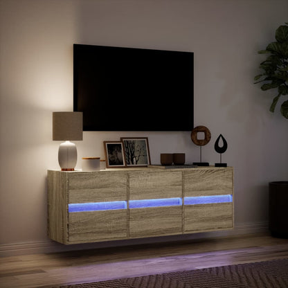 Tv-wandmeubel met LED-verlichting 130x31x45 cm sonoma eiken