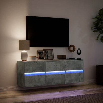 Tv-wandmeubel met LED-verlichting 130x31x45 cm betongrijs