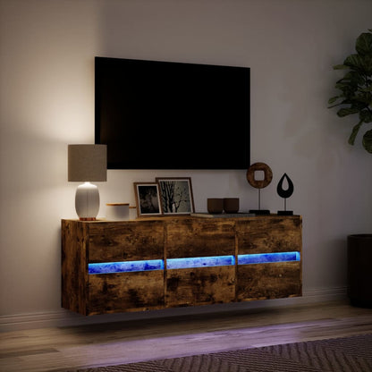 Tv-wandmeubel met LED-verlichting 130x31x45 cm gerookt eiken