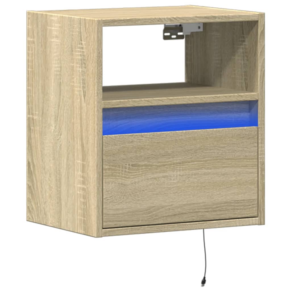 Tv-wandmeubel met LED-verlichting 41x31x45 cm sonoma eikenkleur