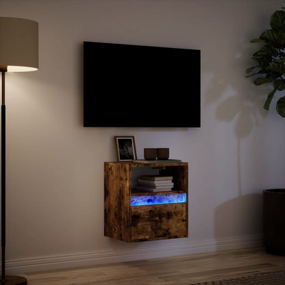 Tv-wandmeubel met LED-verlichting 41x31x45 cm gerookt eiken