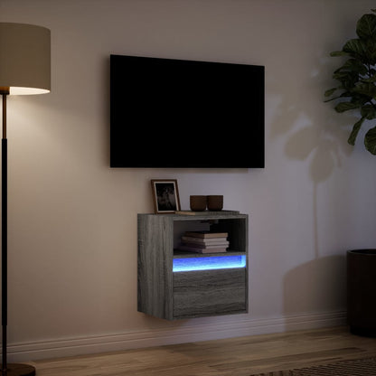 Tv-wandmeubel met LED-verlichting 41x31x45 cm grijs sonoma