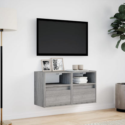 Tv-wandmeubels met LED 2 st 41x31x45 cm grijs sonoma eikenkleur